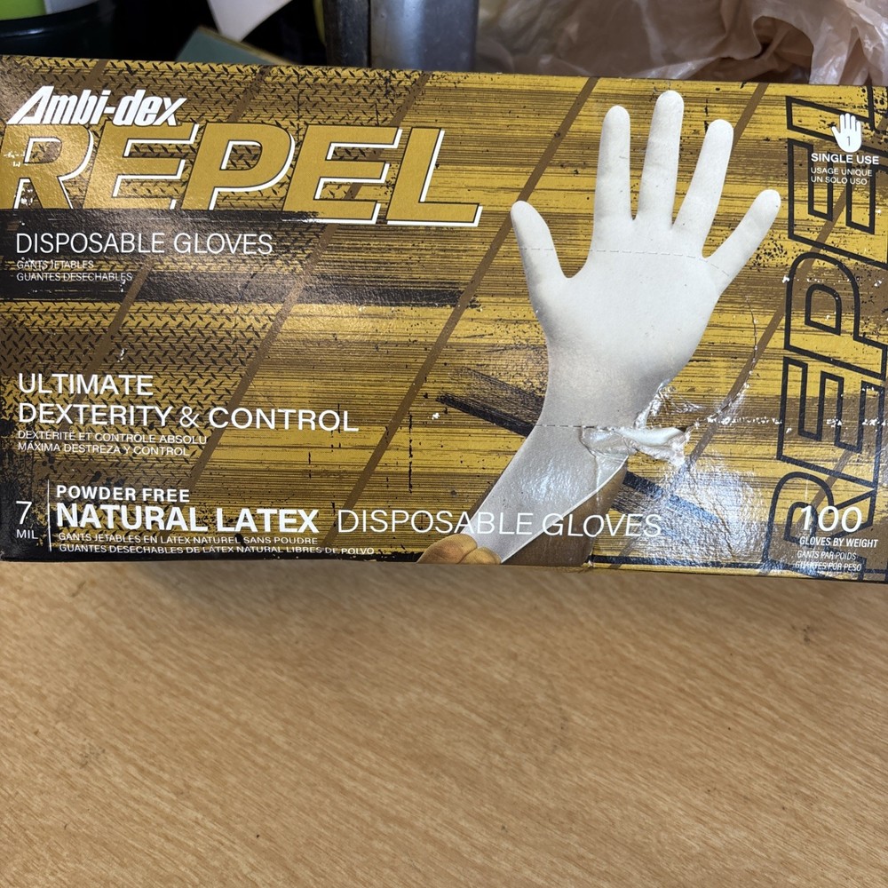 Am I-Dex Repel 100 Powder Free Natural Latex Gloves 7mil