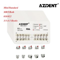 Dental Orthodontic Metal Brackets Braces Mini/Standard Roth/MBT 022/018 AZDENT