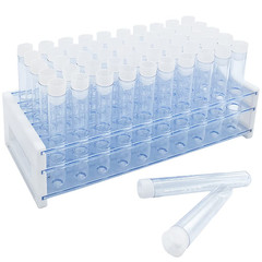 50Pcs 10Ml Clear Plastic Test Tubes with Rack,16 X 100Mm Tube with Caps and 50 H