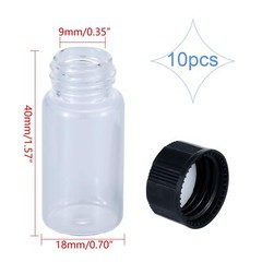 5mL(1/6 oz) Mini Clear Glass Vials with Plastic Screw Caps for Travel Crafts