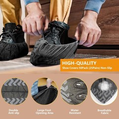 Shoe Covers Disposable 50 Pack 25 Pairs Durable Non-Slip Water Resistant & Boot