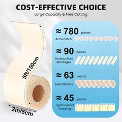 Hydrocolloid Roll Bandages, 2IN x 5FT Extra Large 2in × 5ft, Translucent