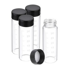 4pcs 30ml Small Clear Glass Vials with Black Screw Cap Glass Graduated