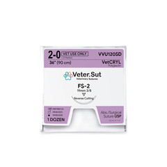 Vetersut VetCRYL Polyglactin, USP 2-0, 3/8 19mm reverse cutting Suture