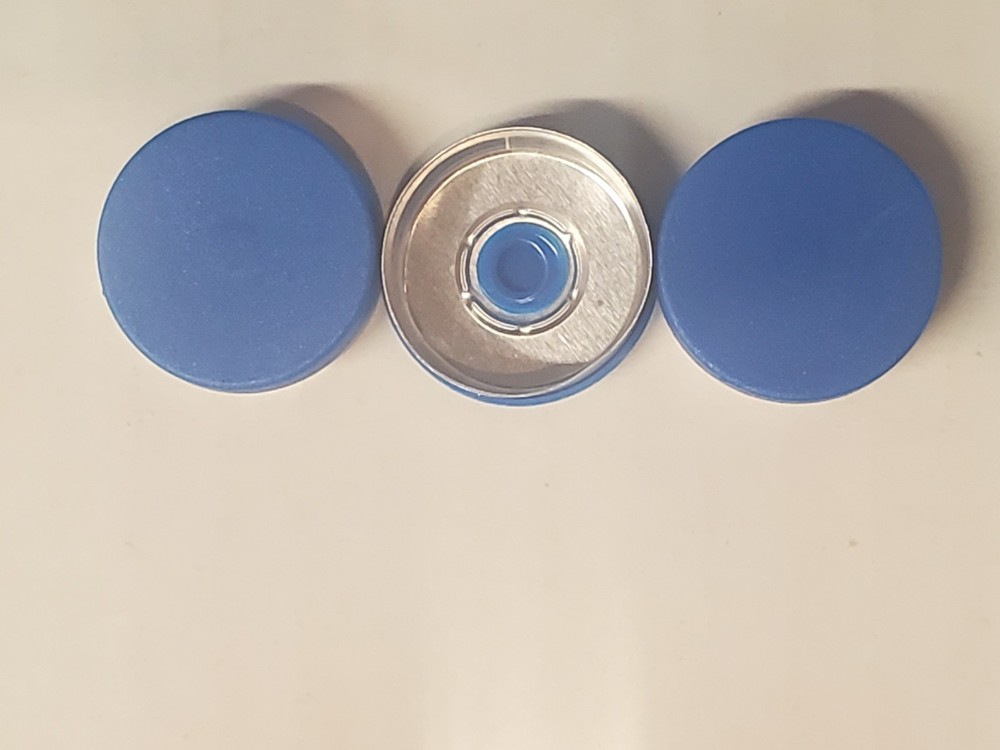 20mm Matte BLUE Flip Off Caps 1000 Count for Serum Vials Aluminum Crimp Seals