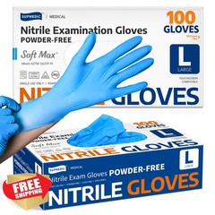 Supmedic Nitrile Gloves Blue Large, 100 Count