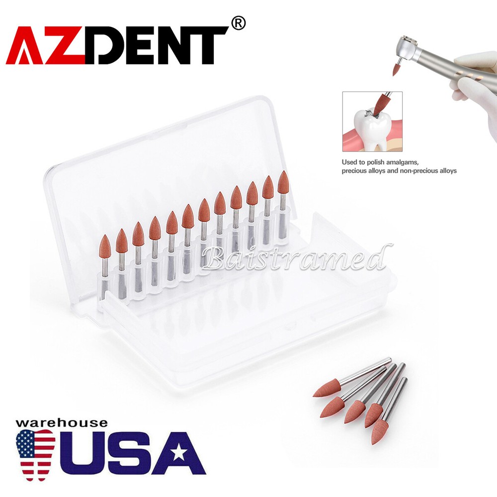 AZDENT Dental 0413 Brownie Polishers Friction Grip FG Mini Points 1.6mm 12/Box