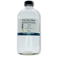 True Free Silver Ions (Ag++): 10 ppm, 99.99+% Purity – 500 mL in Glass