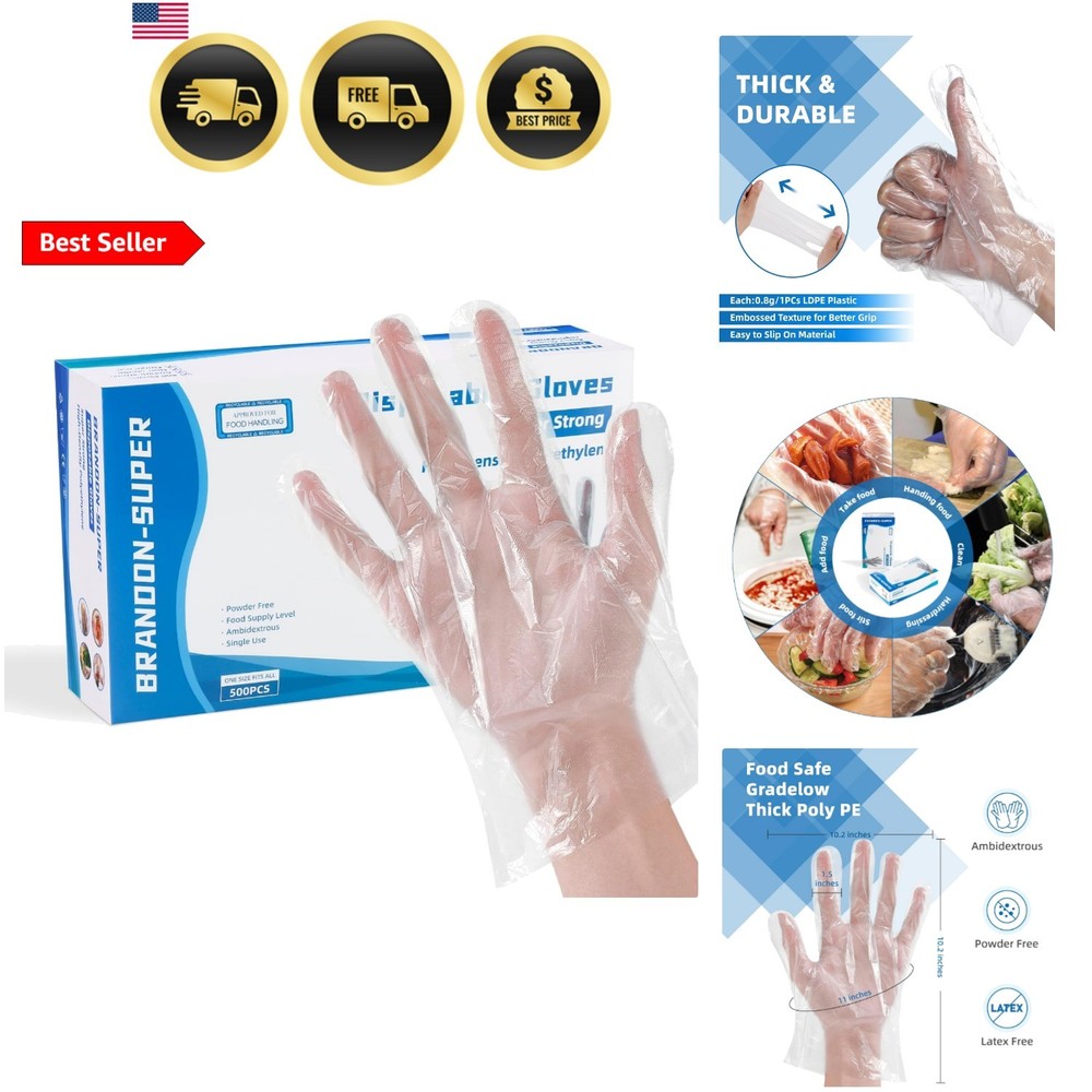 Food Prep Gloves Plastic Food Safe Gloves, Food Handling, One Size Fits Most …