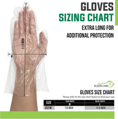 Disposable Food Handling Long Cuff Cleaning Poly Gloves, One Size Fits Most, Sma