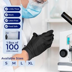 Black Nitrile Gloves Disposable Latex Free – Exam Grade Black Gloves for Cook…