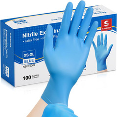 Schneider Nitrile Exam Gloves, Medical Grade Blue Disposable Gloves Latex Free,