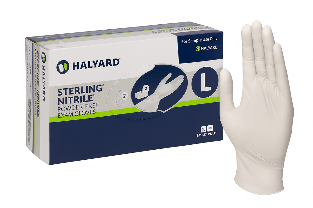 HALYARD STERLING 45271 Nitrile Powder-Free LARGE Exam Gloves Box of 100 Gloves