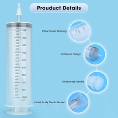 1000Ml Syringe for Liquid, Large Plastic Syringe with Tip Adapter, Individual…