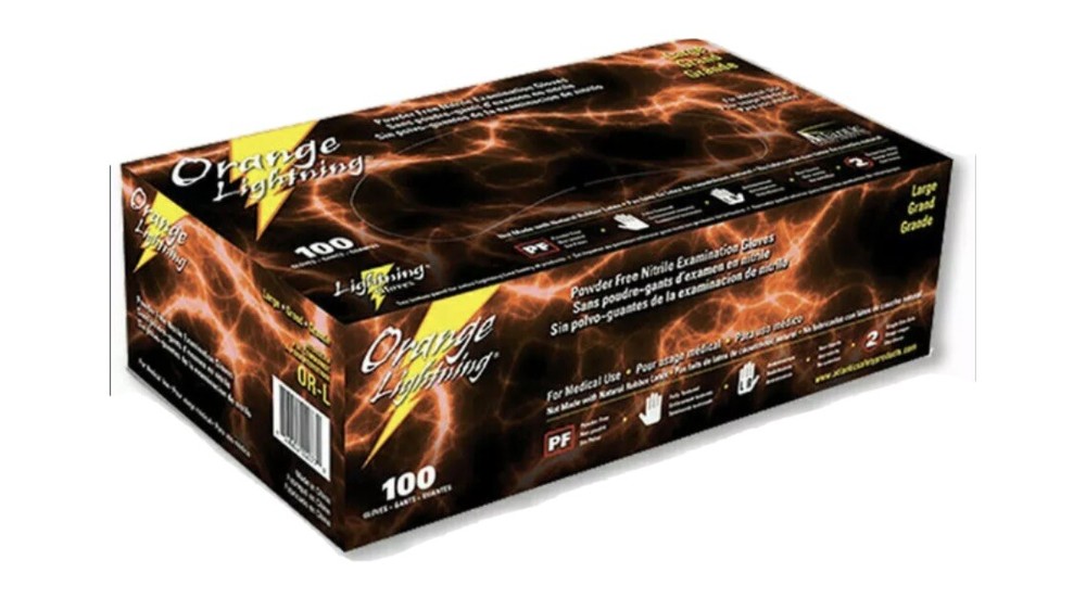 Atlantic Safety Orange Lightning Small Nitrile Powder Free Gloves 1box of 100