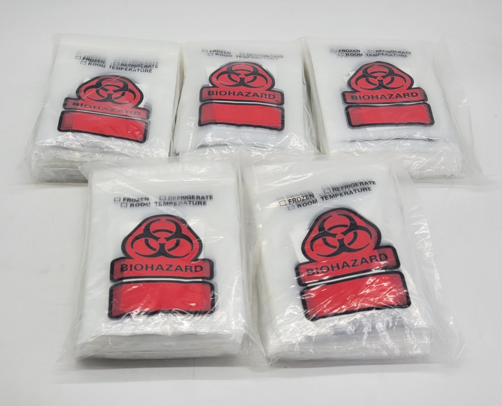 500/Case Fisherbrand 6×9 Biohazard Specimen Transport Bags Light Duty 01-800-05