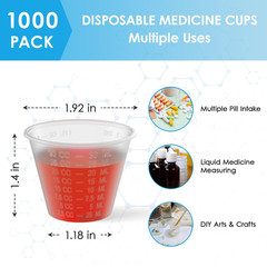 Lilymicky 1000 Count 1 oz Disposable Medicine Cups, 1 1000 ct – 1oz, Frosted
