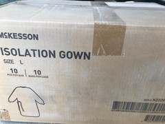 100 Count McKesson Yellow Isolation Gowns Elastic Cuff GSM 30 Size Large Exp2023