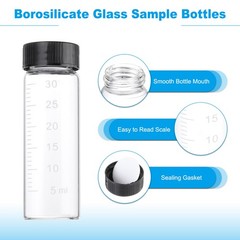 4pcs 30ml Small Clear Glass Vials with Black Screw Cap Glass Graduated
