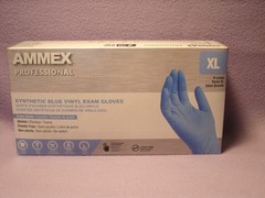 New Ammex VSBPF48100 Synthetic Blue Vinyl Exam Gloves XL