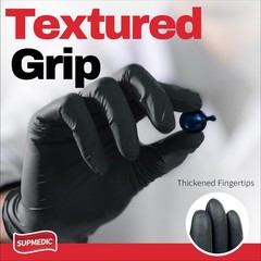 Supmedic Black Nitrile Exam Glove, 5 mil Powder-Free Latex-Free Disposable Medic
