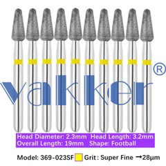50pc Vakker Dental Diamond Burs Pointed Football Bit 368 369 010 016 018 020 023