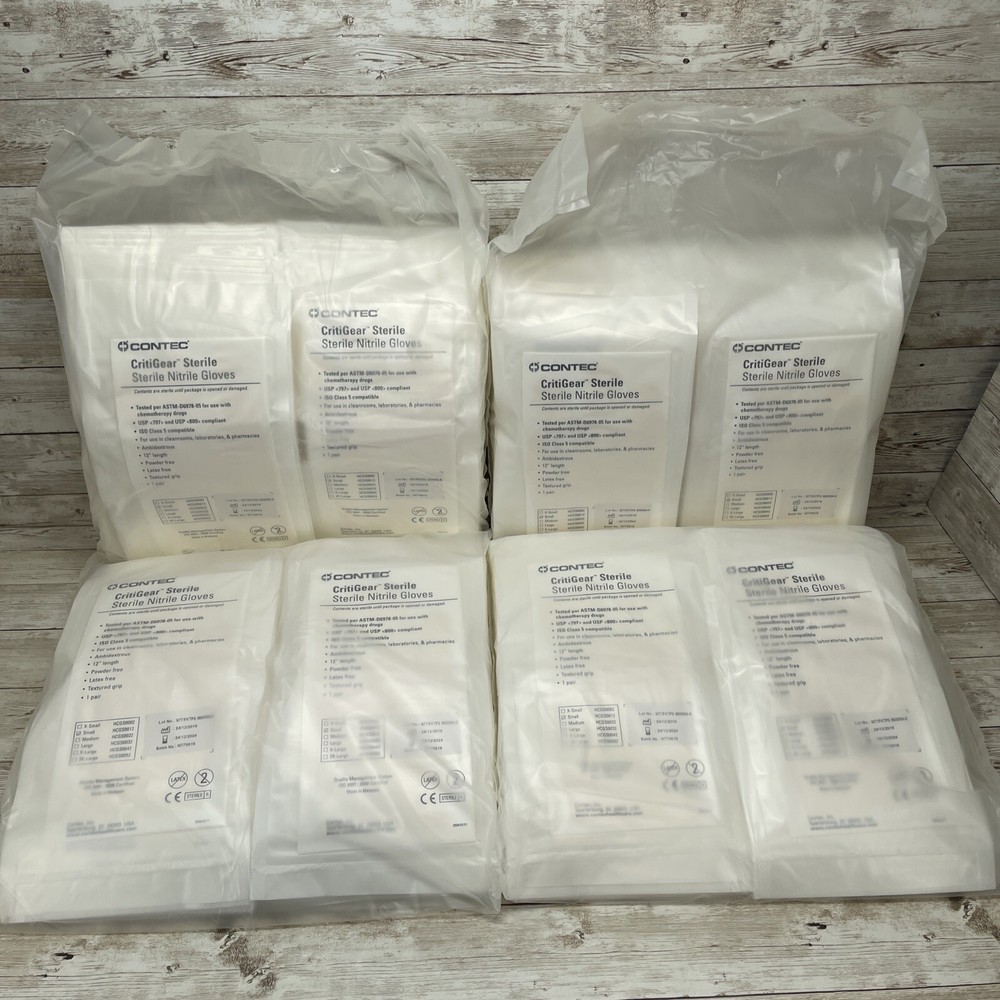 200 Pairs Contec CritiGear Sterile Nitrile Exam Gloves Size: SMALL EXP: 12/24