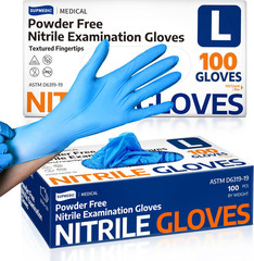 100 Glove Count Latex-Free Powder-Free Non-Sterile Food Safe Disposable, Blue