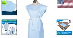 Avalon Blue Medical Gowns – Pack of 50 Disposable Short-Sleeve Exam Gowns