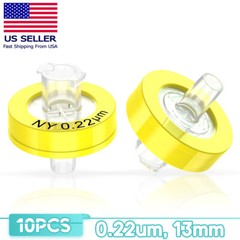 3000PCS Nylon Yellow Syringe Filters 13mm/25mm Diameter; 0.45μm/0.22μm Pore Size