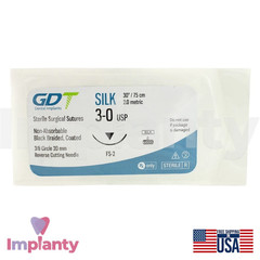 GDT Dental Braided Silk Thread Black Silicone SteriIe Individual Packs