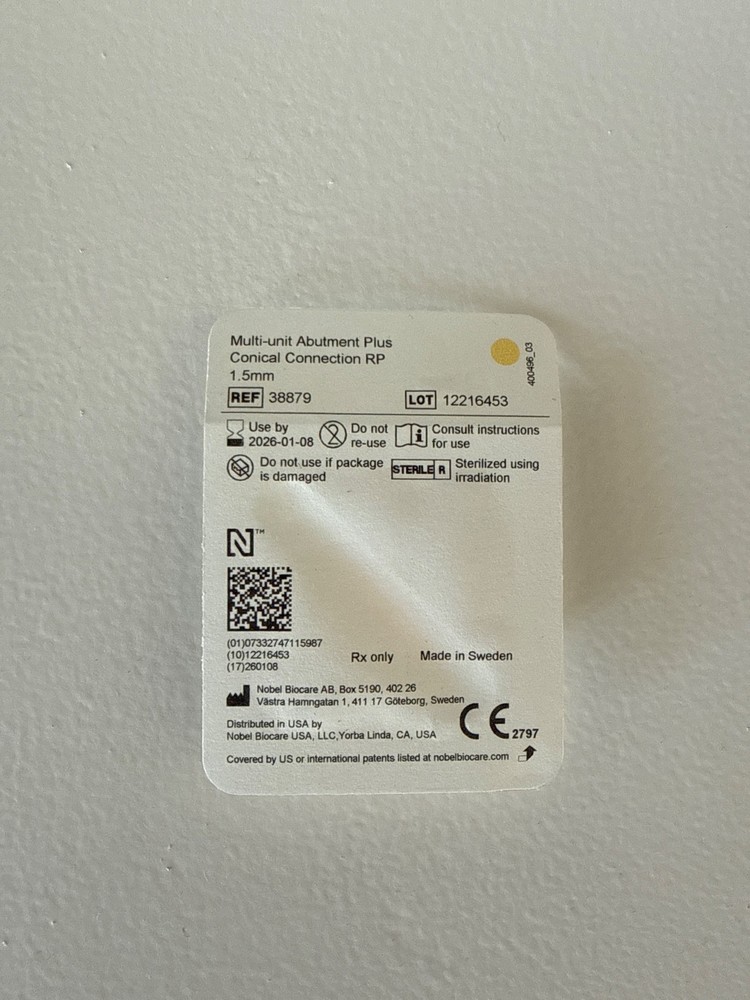 Nobel 0° Multi-unit Abutment Plus Conical Connection RP 1.5mm