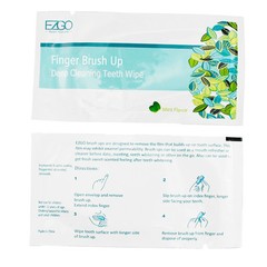 EZGO 100pc Dental Oral Finger Brush Ups Deep Cleaning Teeth Wipes Finger Wipes