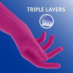 Playtex Medium Living Fuchsia Pink and Navy Latex/Neoprene/Nitrile Gloves 4-Pai