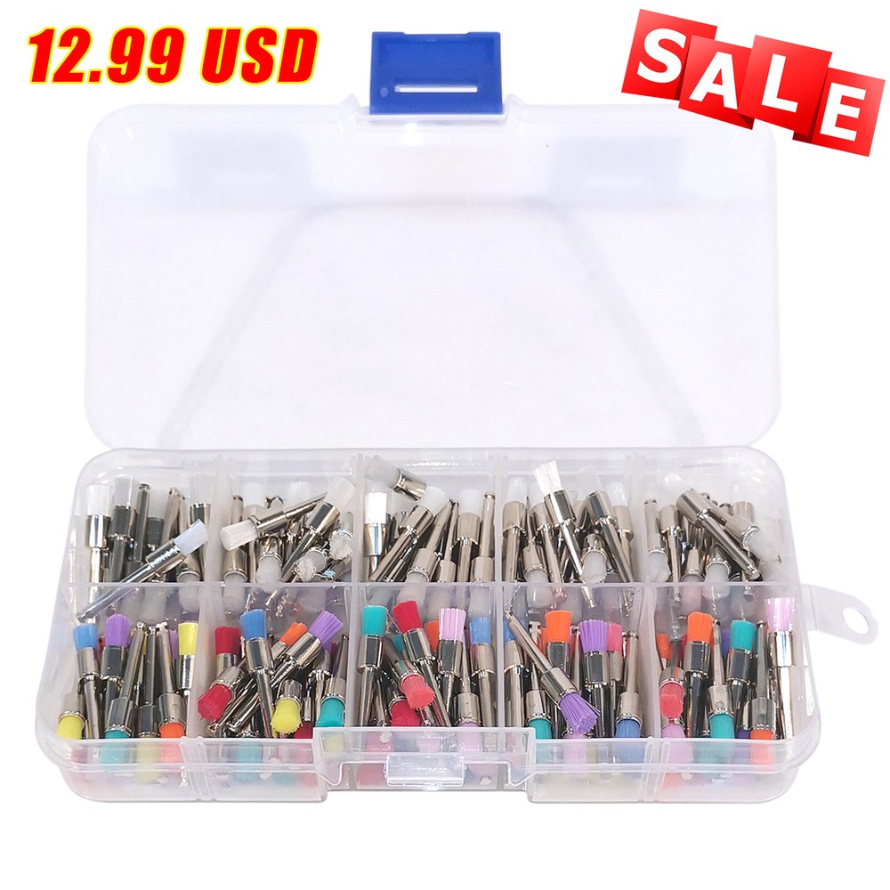 200 * Mixed Color Nylon Latch Flat Dental Polishing Polisher Prophy Brushes
