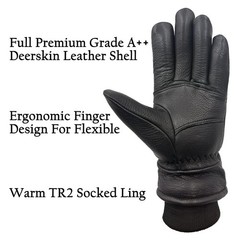 Skydeer 100 Full Grain Deerskin Leather Winter Gloves For Men And Women Warm