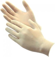 House Brand Latex Gloves: SMALL, White, Polymer Coated, Non-Sterile