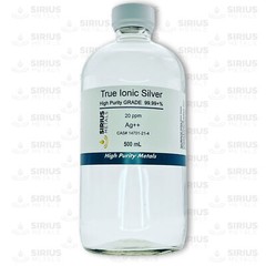 True Free Silver Ions (Ag++): 20 ppm, 99.99+% Purity – 500 mL in Glass