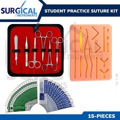 15 Piece Practice Suture Kit Set for Medical and Veterinary Student Training