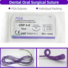 Dental Oral Surgical Suture Violet PGA 4-0 3/8 Reverse Cutting Suture