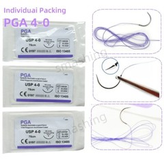 50Pcs Dental Absorbable Oral Surgical Suture Violet PGA 4-0 75cm 3/8 Reverse Cut