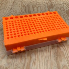Dual Sided Vial Microtube Tube Tray Rack Holder – Reversible Cover – Orange