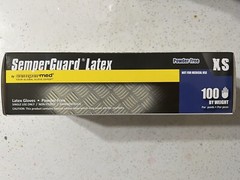 100 count SemperCare Latex Rubber Gloves : Extra Small Size.