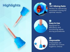 Mixing Tips 10:1 Ratio 5.7cm Crown & Bridge Impression, 50-Pack Blue/Orange