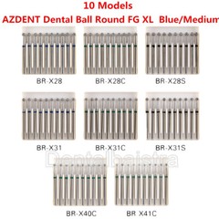 AZDENT Dental Diamond Round Burs For High Speed Handpiece Friction Grip 1.6mm