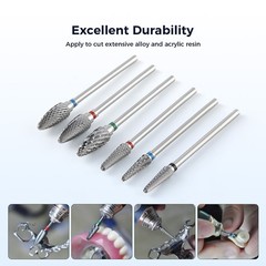 Dental Lab Tungsten Carbide Burs Steel HP 2.35mm Polishing Cutting Bur Low Speed