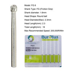 Wave Dental Round Burs Carbide Surgical FG SURG 25mm High Speed 19mm FG 6 4 8 2