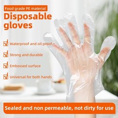 Disposable Plastic Gloves for Food Handling, Kitchen Cleaning, Universal Size
