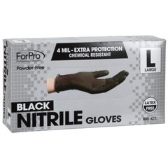 Large Pack Of 100 Black Nitrile Gloves Disposable Food Safe Powder Free