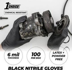 6 Mil Black Nitrile Gloves – Heavy Duty, Latex-Free, for Mechanics & Cleaning